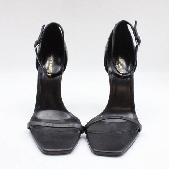 Pre-Owned Saint Laurent YSL Opyum Heeled Sandals in Black Leather/Nickle Size 39 - Picture 4 of 16